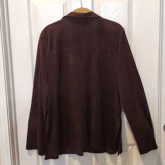 Uniform John Paul Richard Brown Soft Faux Suede Lace-Up Top 1X (see description) - Picture 3 of 10